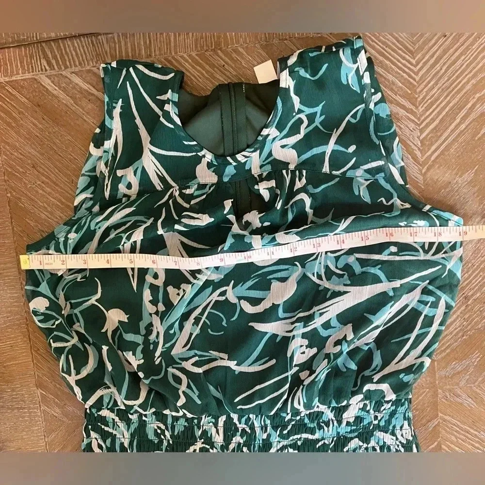 NWT London Times Sleeveless Smocked Hip Yoke Mini Dress in Green/Aqua 8 - Picture 12 of 14